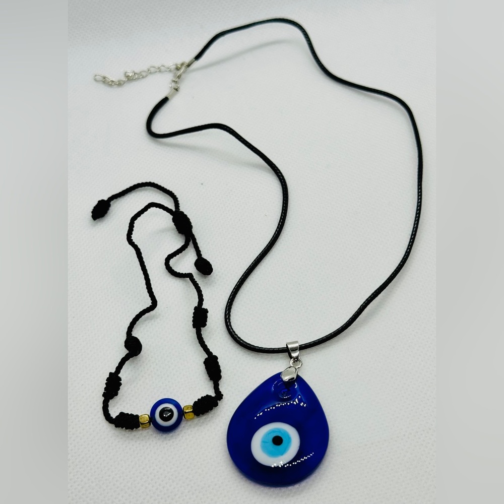 Evil Eye teardrop Necklace/Bracelet Set NWT